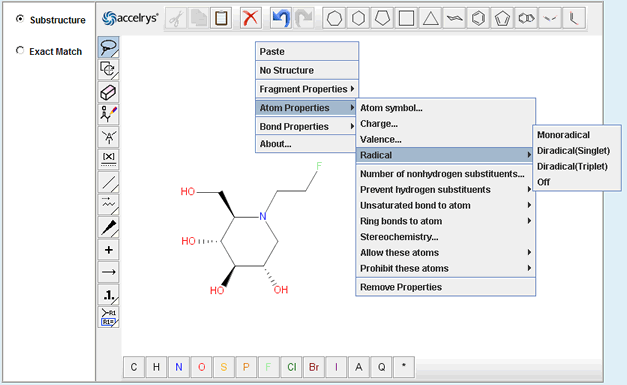 Atom Properties Menu